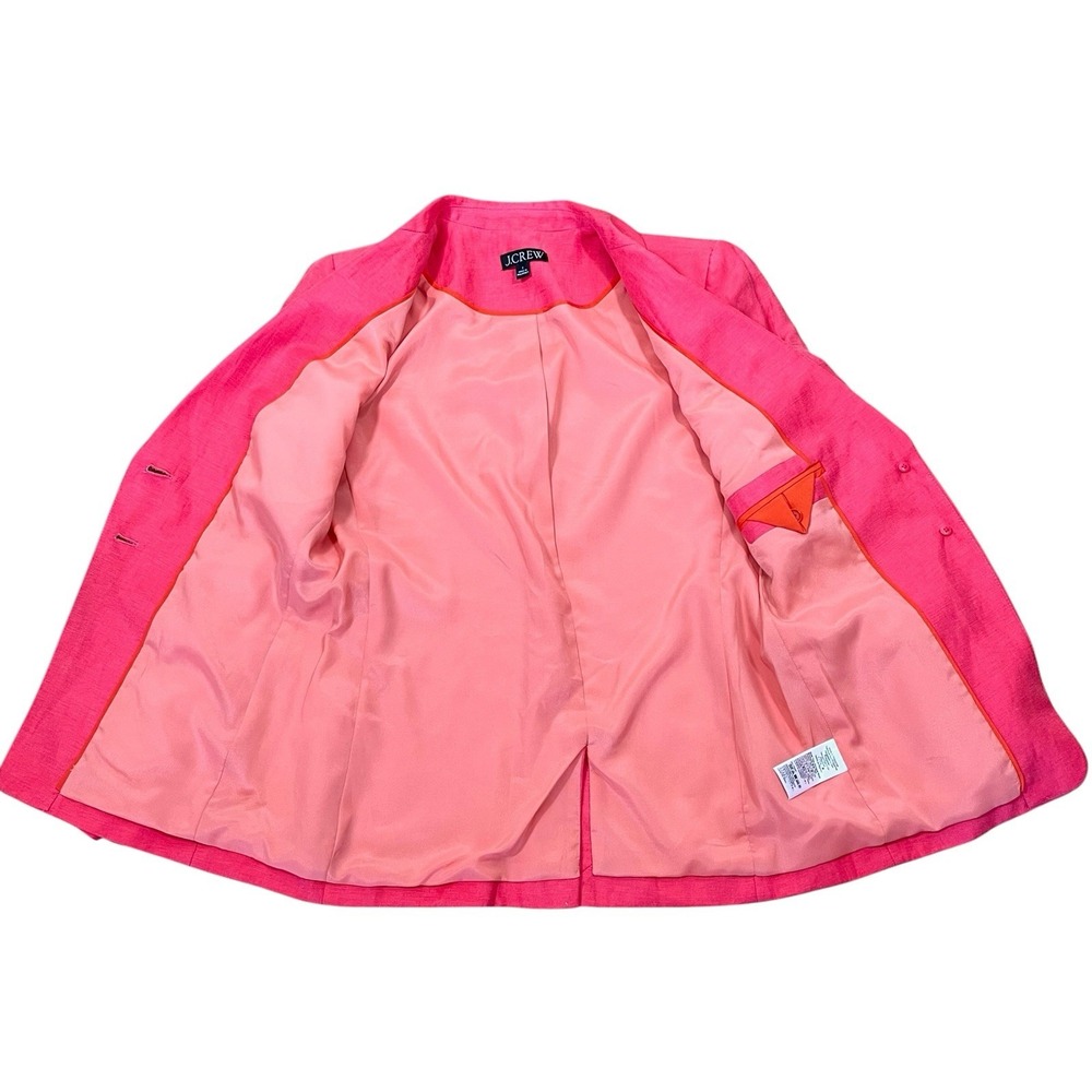 J Crew Helena Chelsea Linen Blend Blazer Size 2 Pink Classic Ivy Style Preppy - Picture 6 of 9